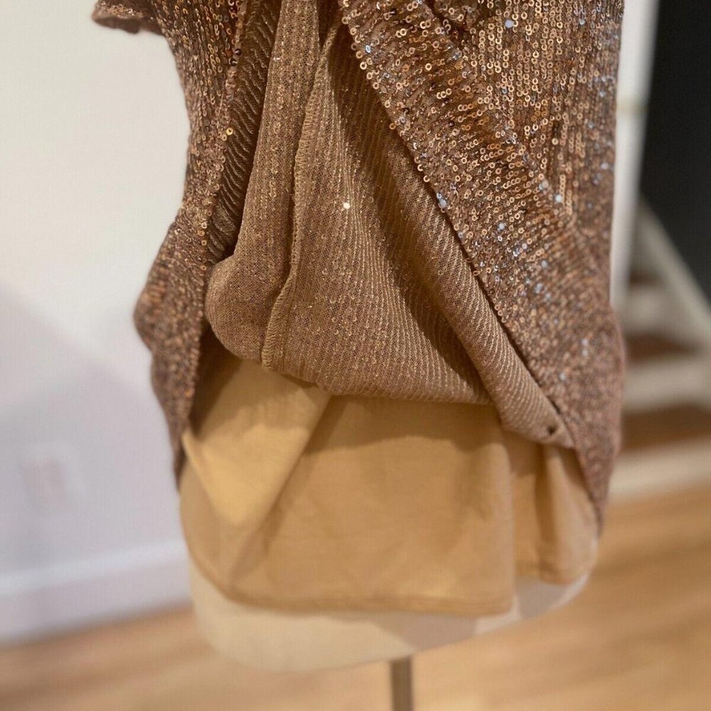 Free People Frida Ruffle Mini Dress Gold Strapless NWOT Size 2, - Picture 9 of 9